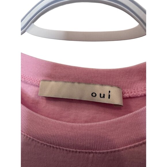 OUI pink short-sleeved basic tee with ribbed round neckline size US 4 - Picture 5 of 6